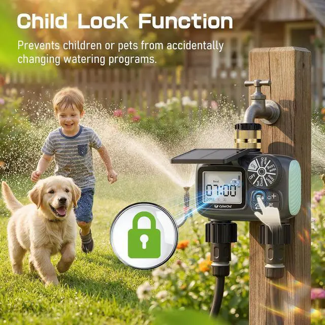 Alt view image 7 of 7 - 2 Zone Solar Water Timer, Hose Timer with Solar Charging