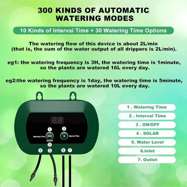 Alt view image 2 of 7 - 5W Solar Drip Irrigation System with Timer Auto Watering Kit for Garden Raised Beds Patio Lawn Greenhouse Up to 30 Plants