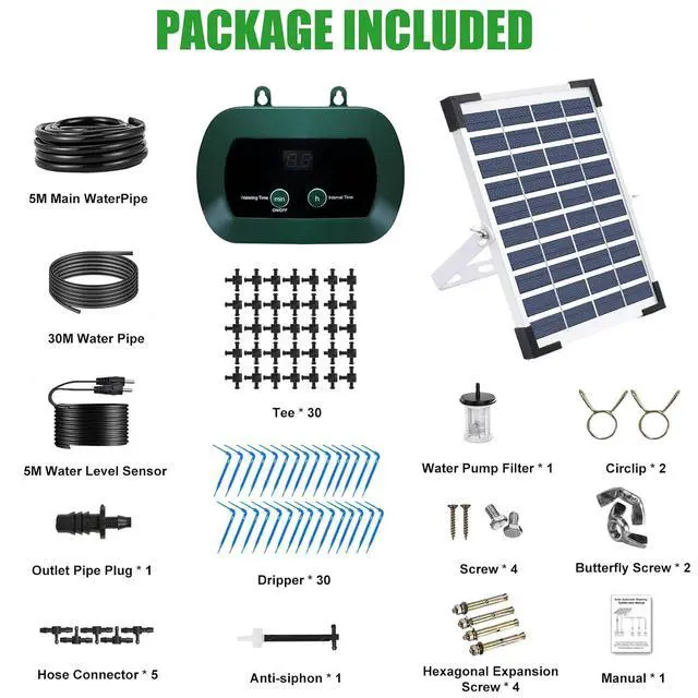 Alt view image 6 of 7 - 5W Solar Drip Irrigation System with Timer Auto Watering Kit for Garden Raised Beds Patio Lawn Greenhouse Up to 30 Plants