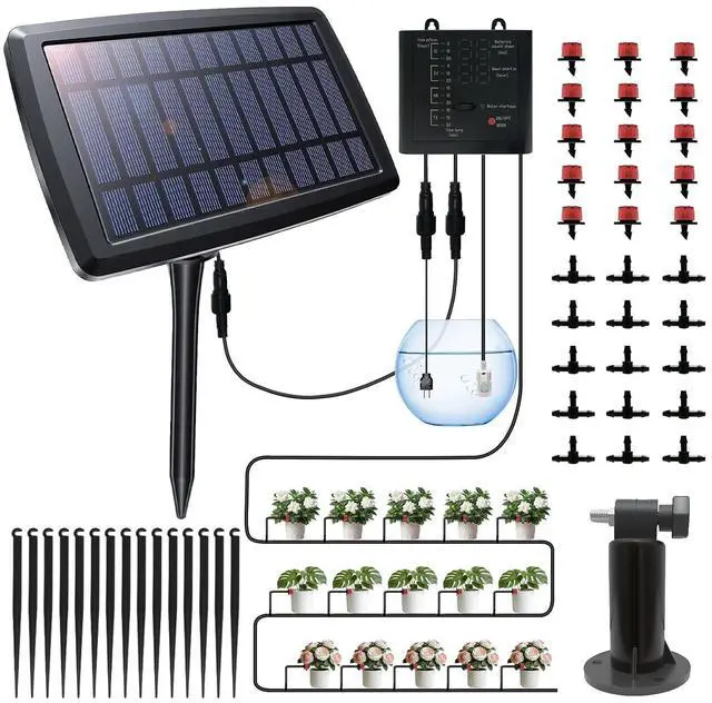 Main image of Solar Irrigation System for Garden, Solar Drip Irrigation System Automatic Drip Irrigation Kits with Irrigation Timer, Solar Powered Garden Watering System for Balcony, Vacation Plant Care