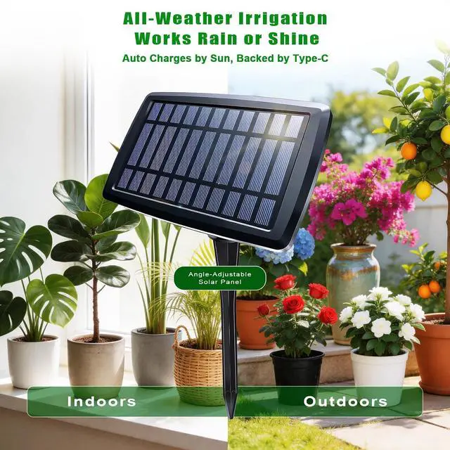 Alt view image 4 of 7 - Solar Irrigation System for Garden, Solar Drip Irrigation System Automatic Drip Irrigation Kits with Irrigation Timer, Solar Powered Garden Watering System for Balcony, Vacation Plant Care