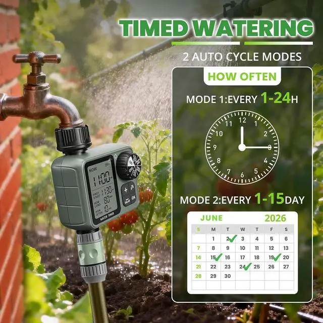 Alt view image 3 of 7 - Water Timer for Garden Hose Sprinkler Timer with Rain Delay/Manual/Automatic Mode Hose Timers for Watering Drip Irrigation System for Lawn Yard Garden, Daily and Holiday Outings