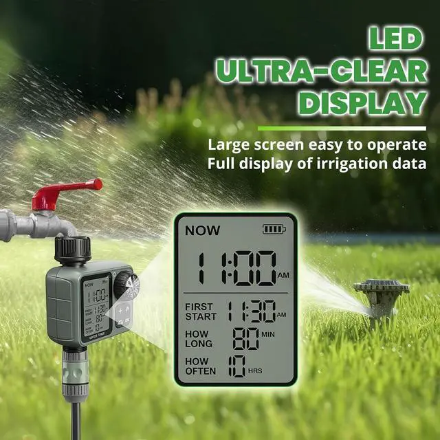Alt view image 7 of 7 - Water Timer for Garden Hose Sprinkler Timer with Rain Delay/Manual/Automatic Mode Hose Timers for Watering Drip Irrigation System for Lawn Yard Garden, Daily and Holiday Outings