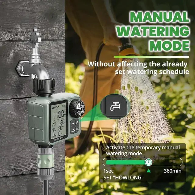 Alt view image 5 of 7 - Water Timer for Garden Hose Sprinkler Timer with Rain Delay/Manual/Automatic Mode Hose Timers for Watering Drip Irrigation System for Lawn Yard Garden, Daily and Holiday Outings