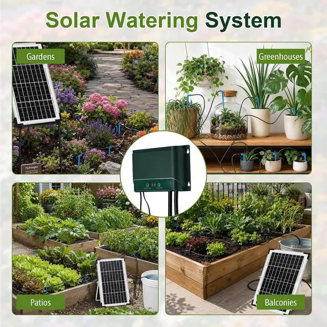 Alt view image 3 of 7 - Solar Drip Irrigation System, 10W Auto Watering Kit for 50 Plants