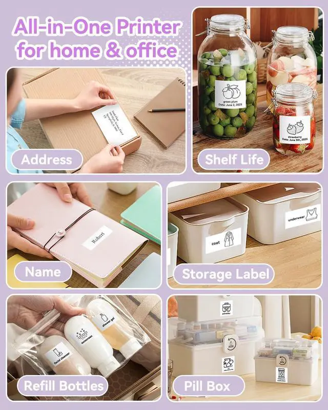 Alt view image 4 of 7 - Mini Thermal Printer Sticker Maker with 14 Rolls Sticky Papers