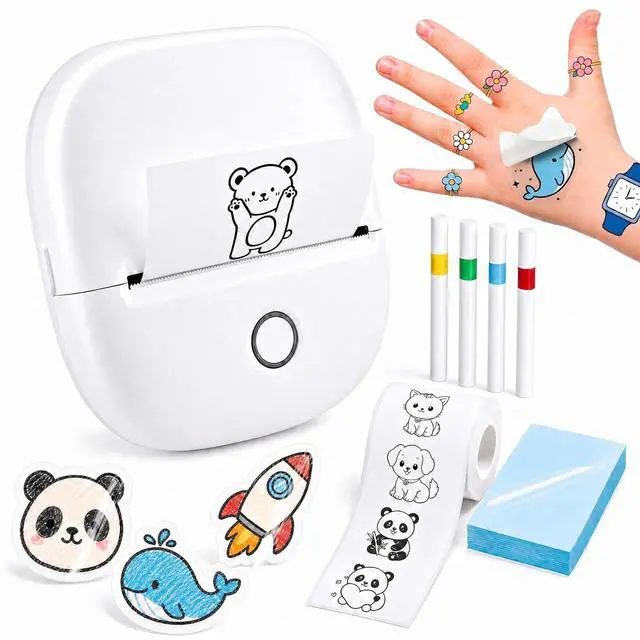 Main image of Temporary Tattoo Maker for Kids, Inkless AI Printer, White