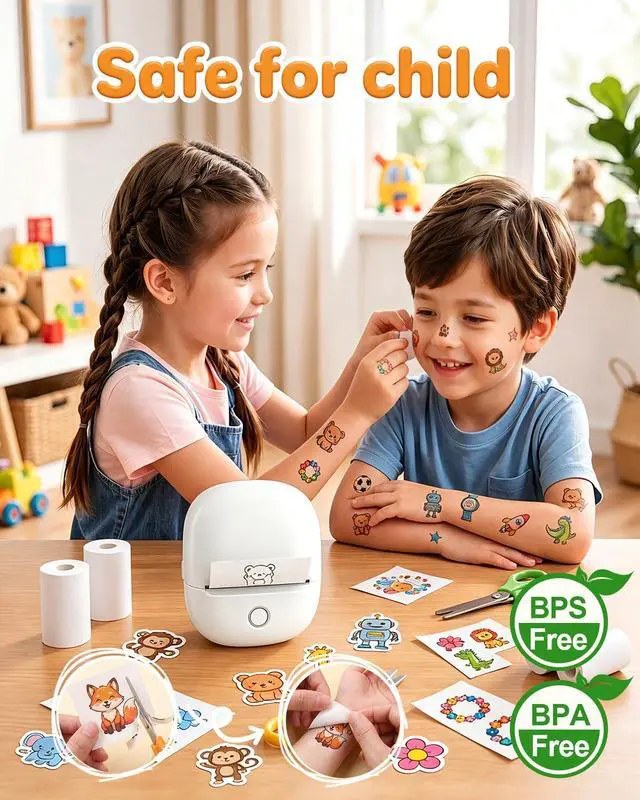 Alt view image 2 of 7 - Temporary Tattoo Maker for Kids, Inkless AI Printer, White
