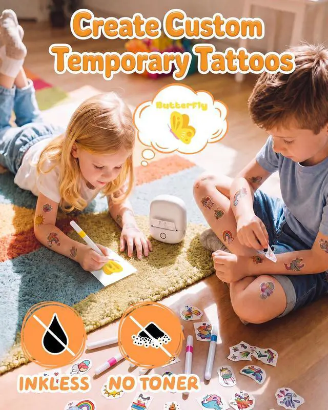Alt view image 3 of 7 - Temporary Tattoo Maker for Kids, Inkless AI Printer, White