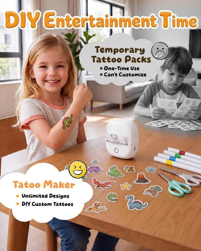 Alt view image 4 of 7 - Temporary Tattoo Maker for Kids, Inkless AI Printer, White