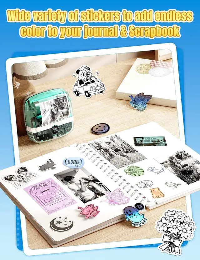 Alt view image 3 of 7 - 300DPI Sticker Printer - T02 Pro Mini Thermal Printer AI Sticker Maker