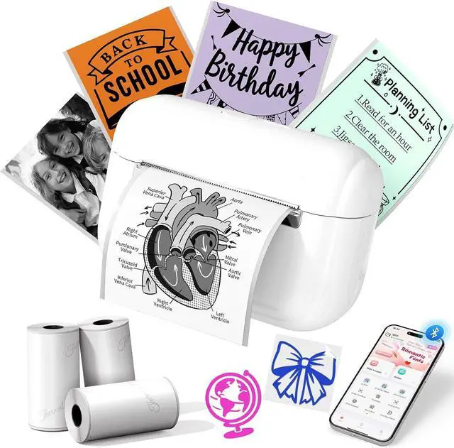 Main image of Mini Sticker Printer, Q02E Inkless Portable Sticker Maker Machine