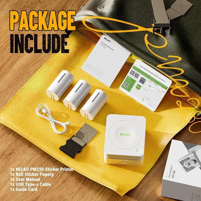 Alt view image 6 of 7 - Mini Sticker Printer, PM230 Print Pod with 3 Rolls of Paper, White