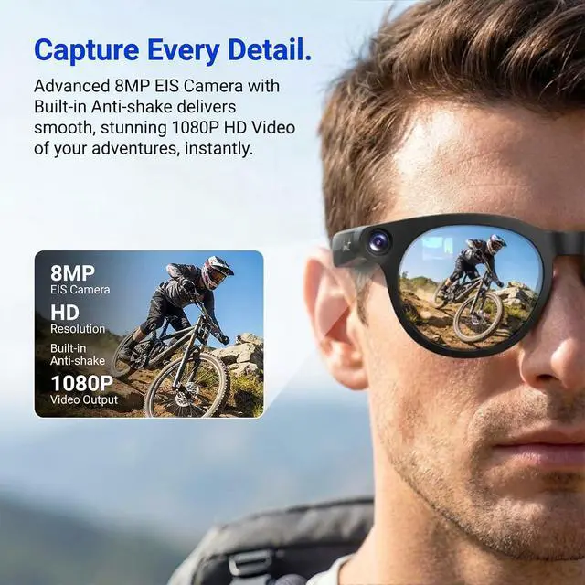 Alt view image 3 of 7 - AI Smart Glasses with Camera, 8MP HD Camera Glasses for Men Women