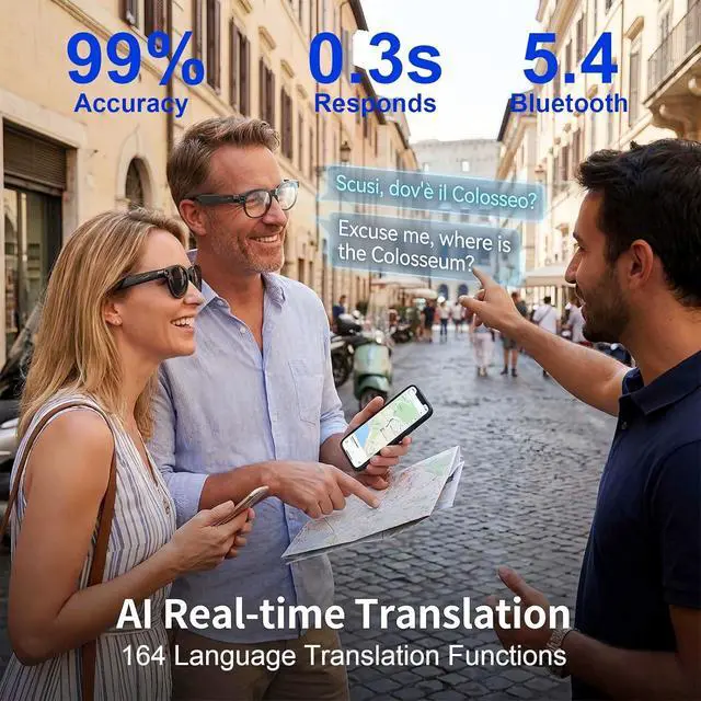 Alt view image 5 of 7 - AI Smart Glasses with Camera, 8MP HD Camera Glasses for Men Women