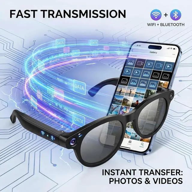 Alt view image 7 of 7 - AI Smart Glasses with Camera, 8MP HD Camera Glasses for Men Women