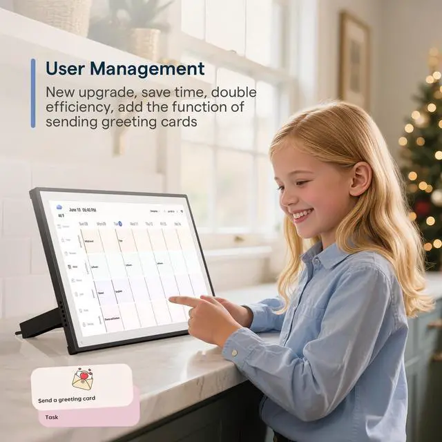 Alt view image 5 of 7 - Digital Calendar, 10.1inch Smart WiFi Electronic Calendar&Chore Chart, IPS Touch Screen HD Display for Family Schedules, Share Moments Instantly from Anywhere (Black)