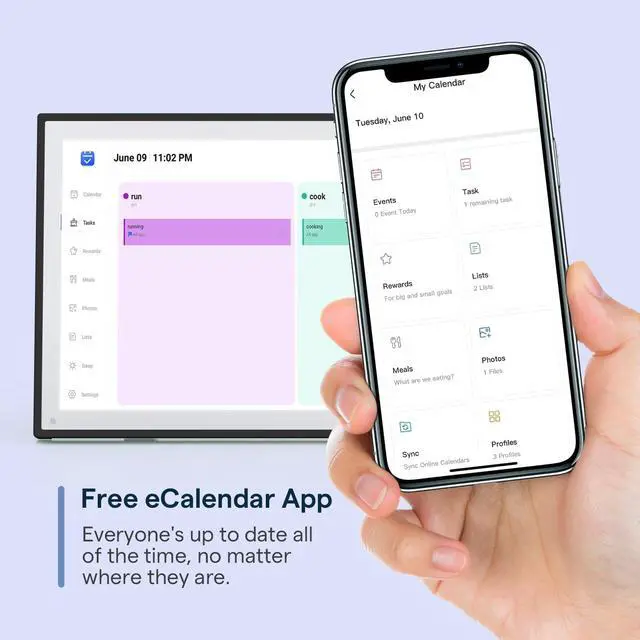 Alt view image 6 of 7 - Digital Calendar, 10.1inch Smart WiFi Electronic Calendar&Chore Chart, IPS Touch Screen HD Display for Family Schedules, Share Moments Instantly from Anywhere (Black)