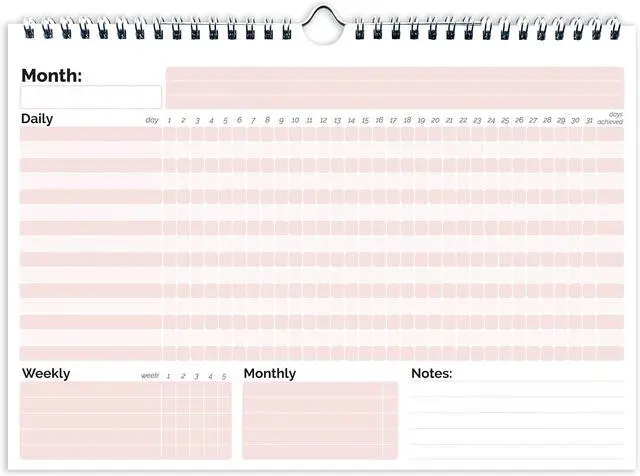 Main image of Habit Tracker Calendar, (Undated 12 Month) with Spiral Bound and Hanger, A4 size (8.3"x11.7"), Habit Tracker Journal for Daily Weekly and Monthly Habit Tracking.