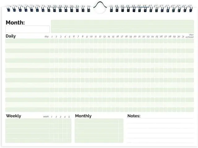 Alt view image 2 of 6 - Habit Tracker Calendar, (Undated 12 Month) with Spiral Bound and Hanger, A4 size (8.3"x11.7"), Habit Tracker Journal for Daily Weekly and Monthly Habit Tracking.