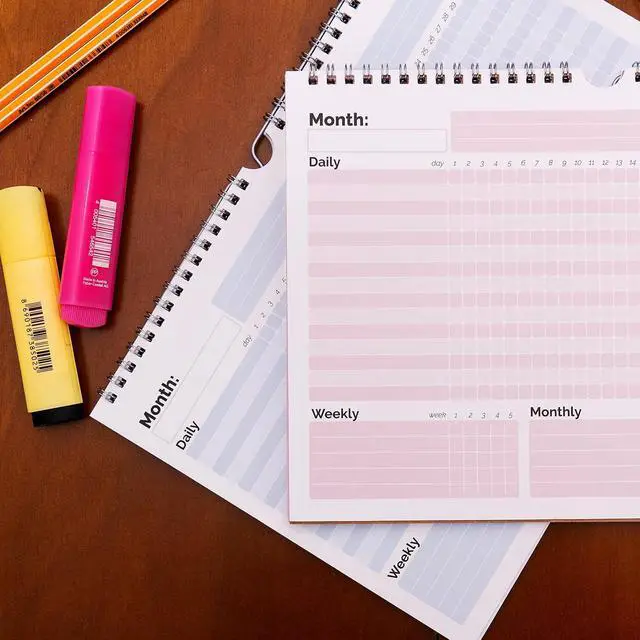 Alt view image 4 of 6 - Habit Tracker Calendar, (Undated 12 Month) with Spiral Bound and Hanger, A4 size (8.3"x11.7"), Habit Tracker Journal for Daily Weekly and Monthly Habit Tracking.
