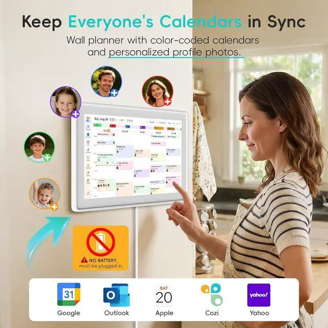 Alt view image 2 of 7 - 15.6" Digital Calendar, No Subscription Smart Family Planner