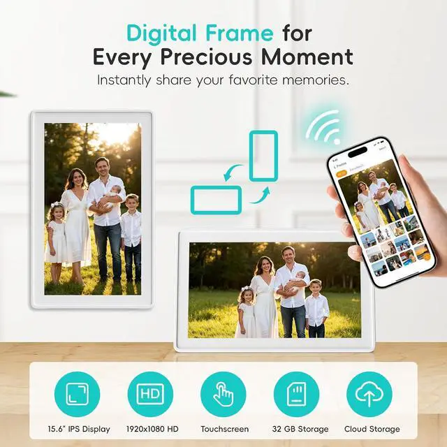 Alt view image 3 of 7 - 15.6" Digital Calendar, No Subscription Smart Family Planner