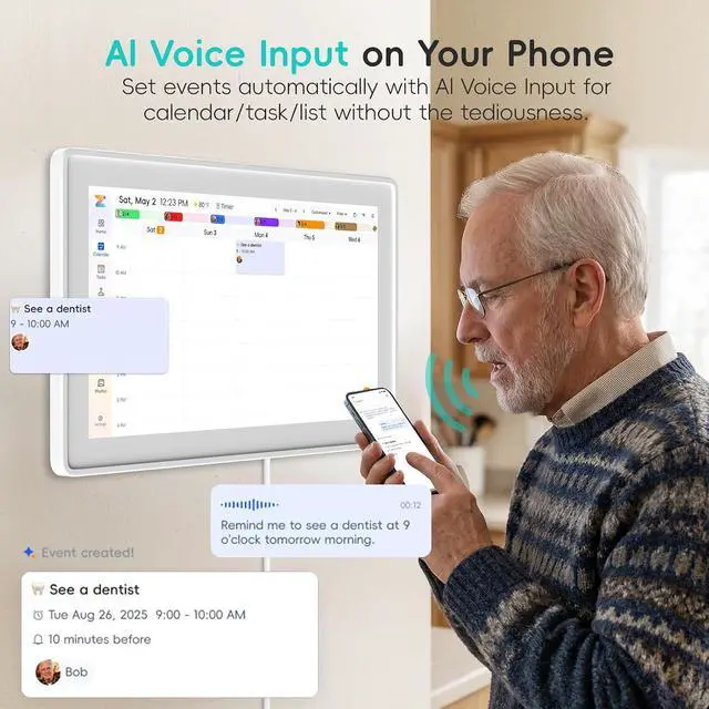 Alt view image 5 of 7 - 15.6" Digital Calendar, No Subscription Smart Family Planner