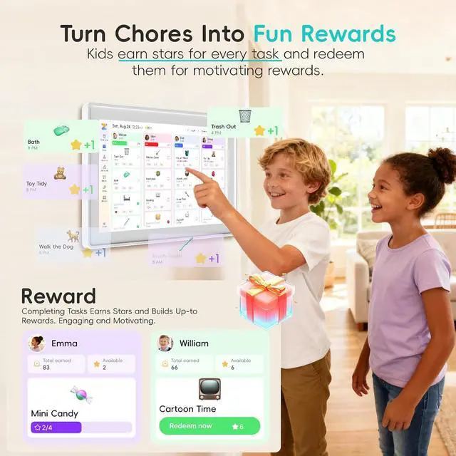 Alt view image 6 of 7 - 15.6" Digital Calendar, No Subscription Smart Family Planner