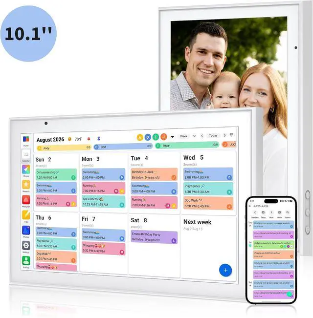 Main image of Smart Digital Calendar 10.1 Inch, Electronic Family Calendar Planner with Touchscreen, Shared Chore Chart, Meal Planner, To Do List & Schedule Board, WiFi Digital Family Command Center, Photo Frame