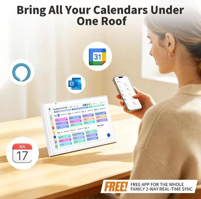 Alt view image 3 of 7 - Smart Digital Calendar 10.1 Inch, Electronic Family Calendar Planner with Touchscreen, Shared Chore Chart, Meal Planner, To Do List & Schedule Board, WiFi Digital Family Command Center, Photo Frame