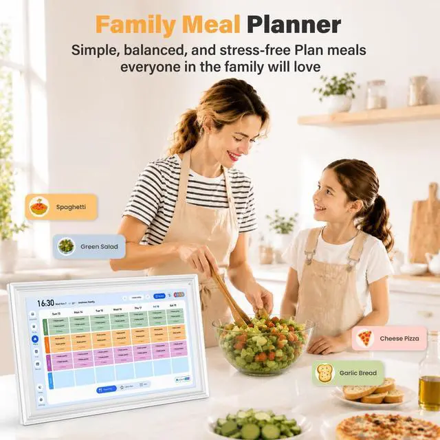 Alt view image 6 of 7 - 15.6'' Digital Calendar Pro Wall Touch Screen with Voice AI, No Subscription Fee, Family Calendar Electronic Wall Planner, Smart Calendar Sync, Chore Charts, Schedules & Built-in Digital Photo Frame