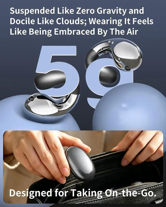 Alt view image 3 of 7 - Ultra Open Ear Clip on Ear Buds Wireless Bluetooth with AI Translation Earbuds Real Time 50H Playtime Bone Conduction Headphones for Travel, Meetings (Black)