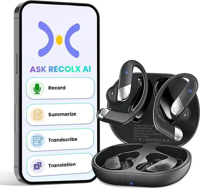 Main image of Recolx Fit 2 AI Voice Recorder Note Taker & Translation Earbuds.