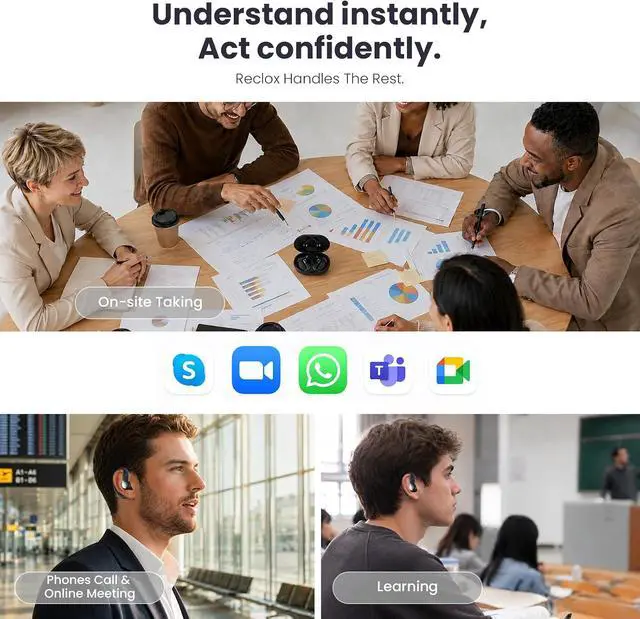 Alt view image 2 of 7 - Recolx Fit 2 AI Voice Recorder Note Taker & Translation Earbuds.