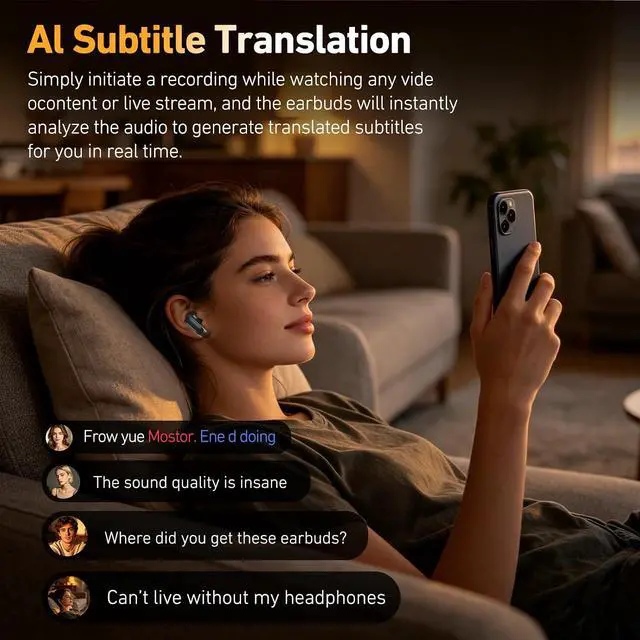 Alt view image 4 of 7 - NE72 AI Translation Earbuds Real Time,165 Languages Translator Ear Buds,Wireless Bluetooth 6.0 Headphones with LCD Touch Screen,Suitable for Travel, Business, Music and Communication