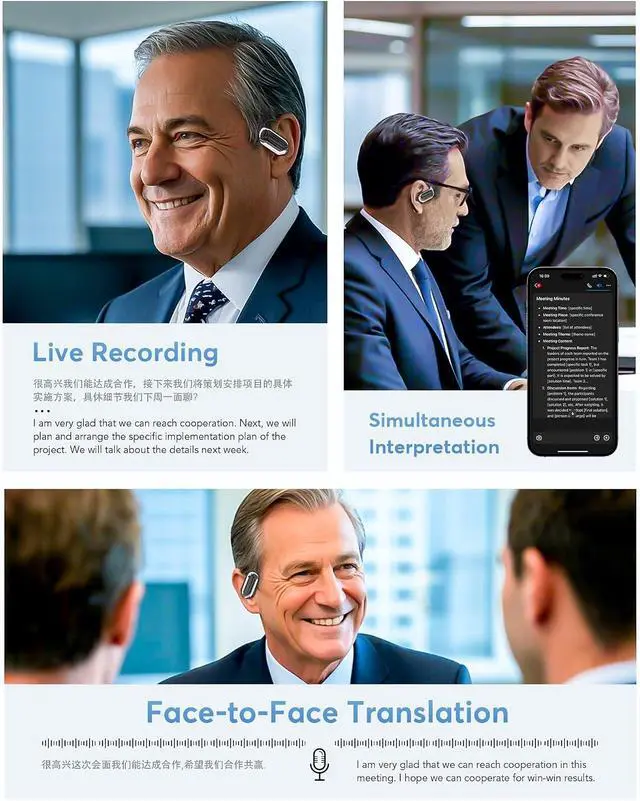 Alt view image 4 of 7 - AI Translation Earbuds Real Time, 144 Language Translator Earbuds, Audífonos Traductores Inglés Español, 3-in-1 Translating Device, Compatible with iOS & Android, Ideal for Travel Business, Learning