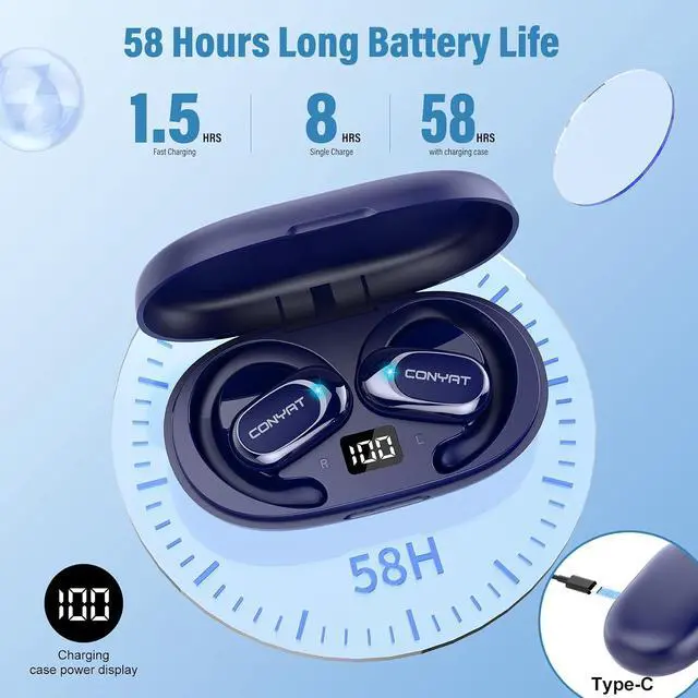 Alt view image 5 of 7 - AI Real Time Translator Earbuds, Bluetooth 5.4 Open Ear Headphones, Blue