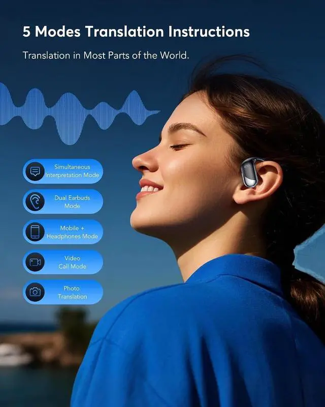 Alt view image 5 of 7 - AI Translation Earbuds Real Time - 198 Languages Translator 60H Playtime