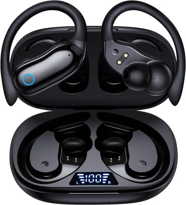 Main image of Active Noise Cancelling Ear Buds AI Translation Wireless Earbuds 96hrs Playback Bluetooth Headphones Dual Battery Display Stereo Bass Earphones with Earhooks Microphone for Sports/Runing/Workout