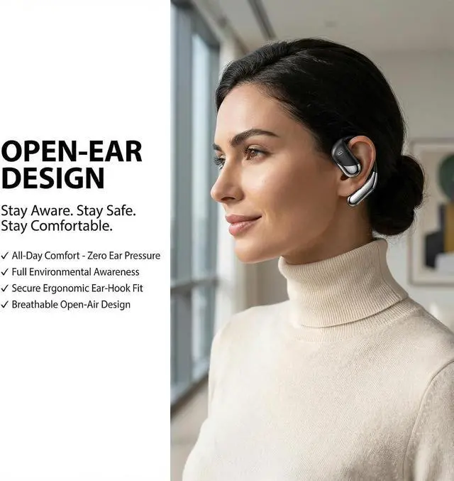 Alt view image 2 of 7 - AI Translation Earbuds Real Time 194 Languages Translator Earbuds, No Subscription, 60H Battery Open Ear Bluetooth 6.1 Headphones, Audifonos Traductores Inglés Español for Travel Business Learning