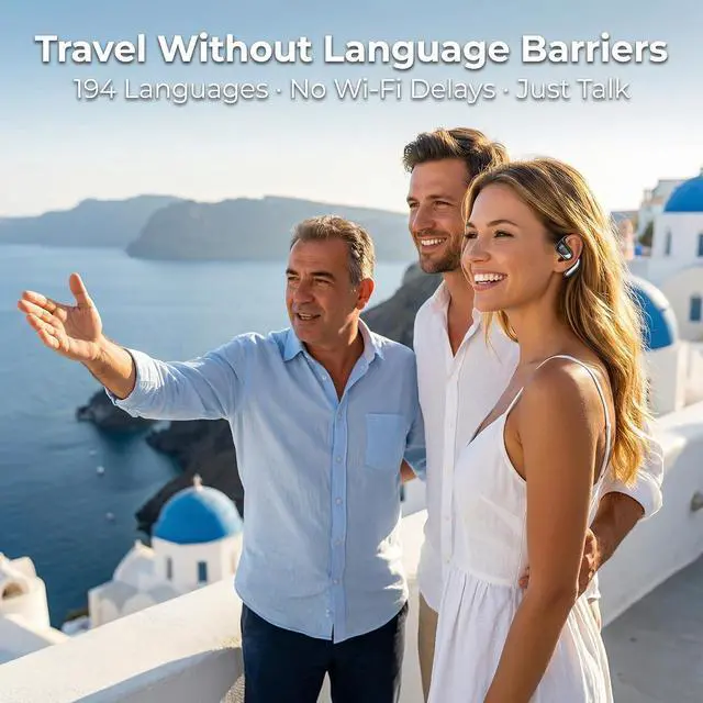 Alt view image 7 of 7 - AI Translation Earbuds Real Time 194 Languages Translator Earbuds, No Subscription, 60H Battery Open Ear Bluetooth 6.1 Headphones, Audifonos Traductores Inglés Español for Travel Business Learning