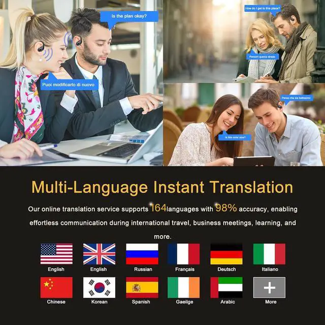 Alt view image 3 of 7 - AI Real Time Translation Earbuds, Bluetooth 5.4 Translator Earphones, Black