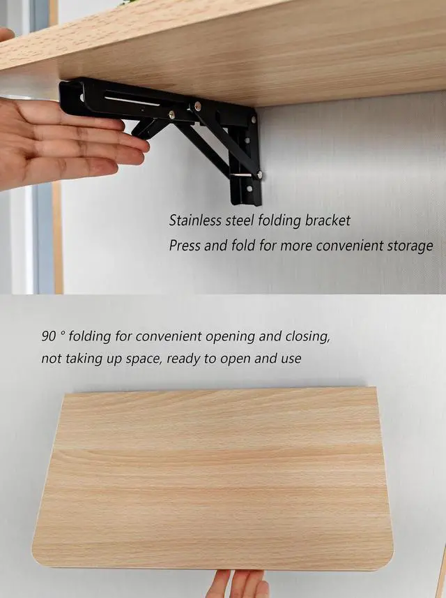 Alt view image 7 of 7 - 23.6"x12" Folding wall Projector Shelf, Projector wall Mounted Folding Floating Shelf, Cable Box wall Mounted Panel, Rack, Projector Bracket Accessories (Natural Wood Color)