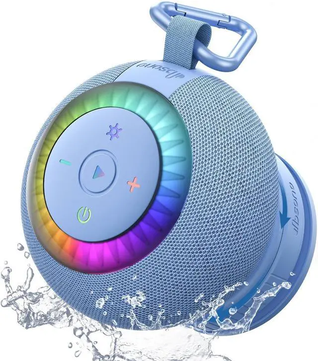 Main image of Bluetooth Shower Speaker IPX7 Waterproof: Removable Suction Cup, Blue | 360° Surround Sound, Vacuum-Lock, RGB Light, Portable Wireless Speaker for Beach, Pool, Kayak, Gifts for Adults Teens