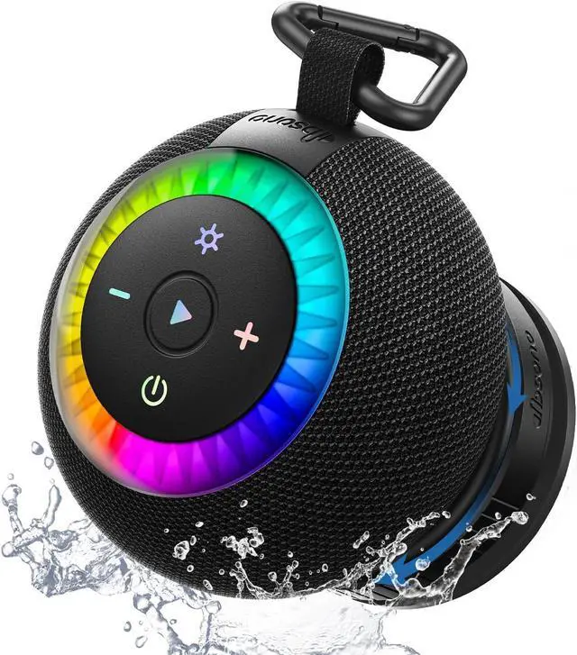 Main image of Bluetooth Shower Speaker IPX7 Waterproof: Removable Suction Cup, Black | 360° Surround Sound, Vacuum-Lock, RGB Light, Portable Wireless Speaker for Beach, Pool, Kayak, Gifts for Adults Teens