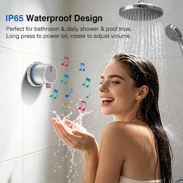 Alt view image 3 of 7 - Shower Speaker ,Magnetic Volume Knob Bluetooth Speaker with Phone Stand,Metal Portable Wireless Mini Speakers Waterproof ,for Bathroom Gym Home Kitchen,Birthday Gifts for Adults Teens