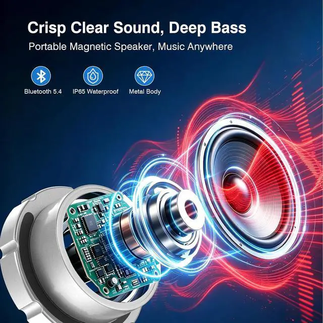 Alt view image 4 of 7 - Shower Speaker ,Magnetic Volume Knob Bluetooth Speaker with Phone Stand,Metal Portable Wireless Mini Speakers Waterproof ,for Bathroom Gym Home Kitchen,Birthday Gifts for Adults Teens