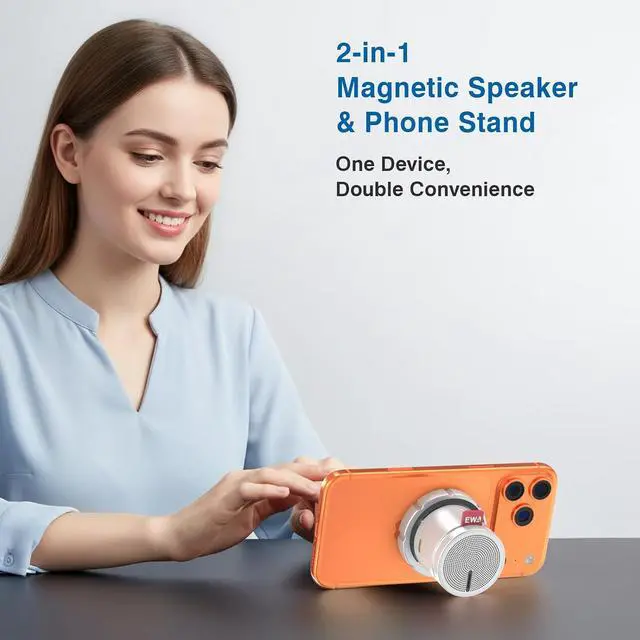 Alt view image 6 of 7 - Shower Speaker ,Magnetic Volume Knob Bluetooth Speaker with Phone Stand,Metal Portable Wireless Mini Speakers Waterproof ,for Bathroom Gym Home Kitchen,Birthday Gifts for Adults Teens