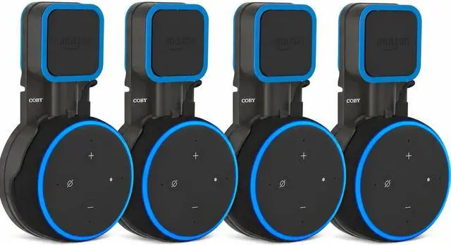 Main image of Speaker Wall Mount for Third-Generation Echo Dot Voice Assistant (Smart Speaker Not Included), Cable-Management Wall Mount for AC Power Outlets, Nonslip Device Grip,Portable (4 Pack - Black)